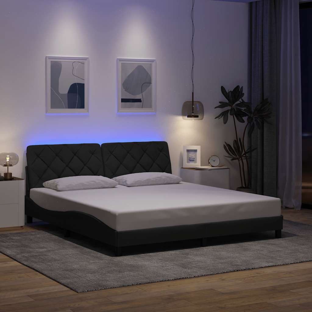 Bettgestell mit LED Dunkelgrau 180x200 cm