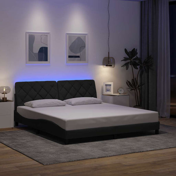 Bettgestell mit LED Dunkelgrau 180x200 cm