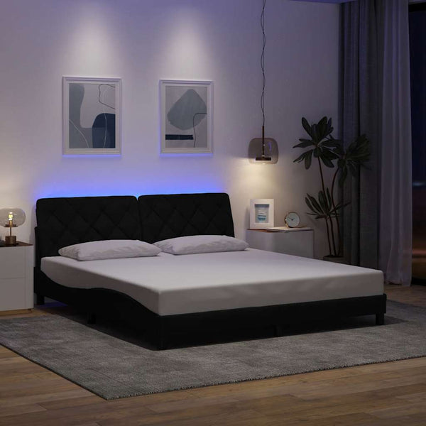 Bettgestell Schwarz 180x200 cm mit LED