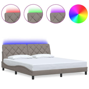 Bettgestell mit LED Taupe 180x200 cm