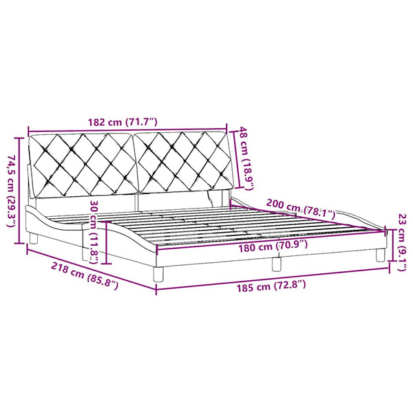 Bettgestell mit LED Taupe 180x200 cm