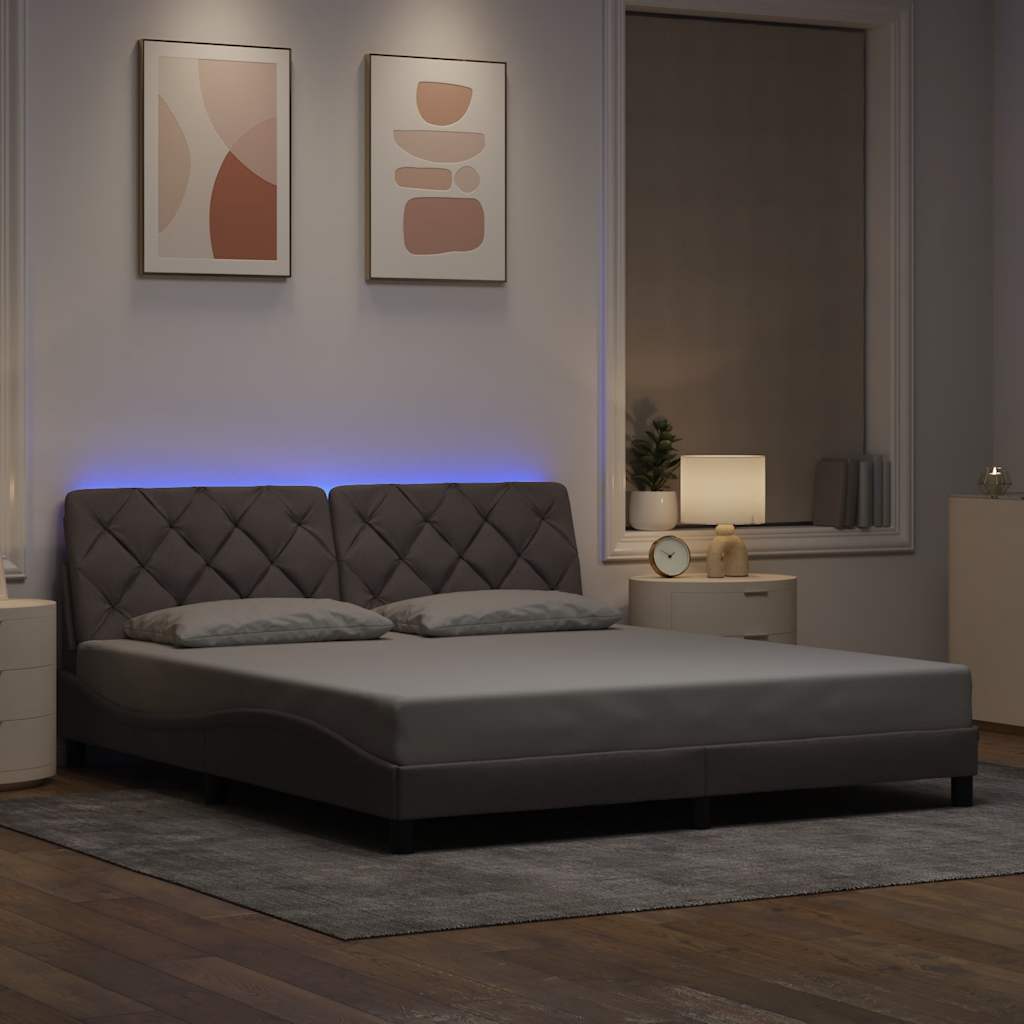 Bettgestell mit LED Taupe 180x200 cm
