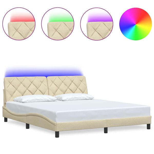 Bettgestell Creme 180x200 cm mit LED