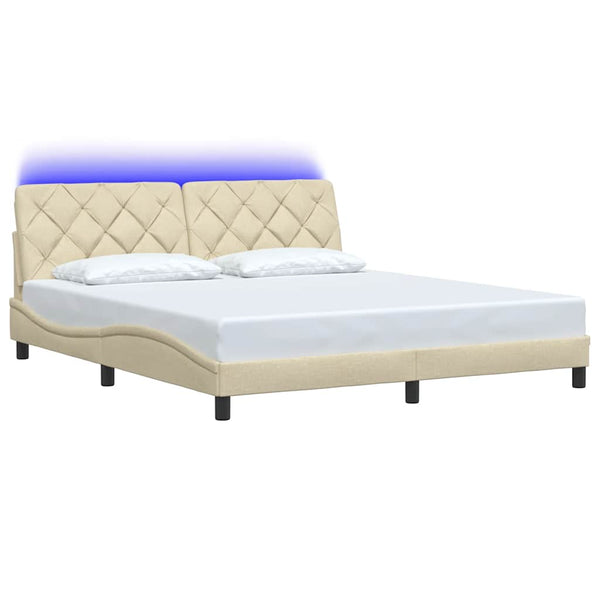 Bettgestell Creme 180x200 cm mit LED