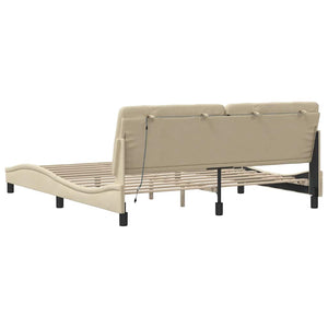 Bettgestell Creme 180x200 cm mit LED