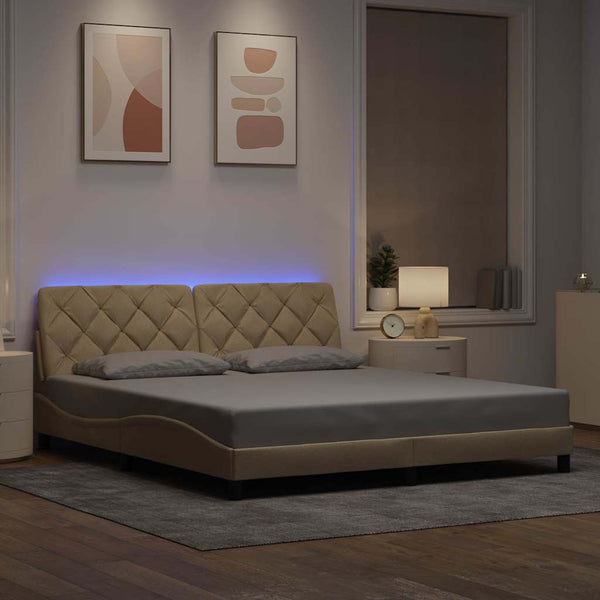 Bettgestell Creme 180x200 cm mit LED