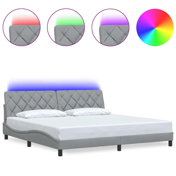 Bettgestell mit LED Hellgrau 200x200 cm