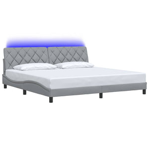 Bettgestell mit LED Hellgrau 200x200 cm