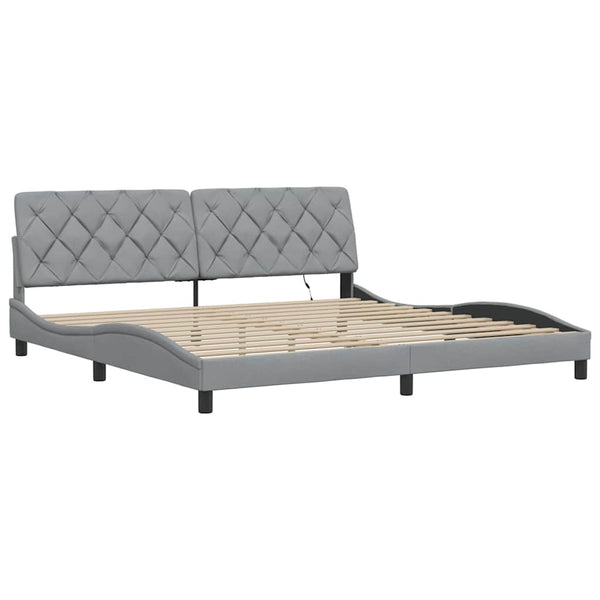 Bettgestell mit LED Hellgrau 200x200 cm