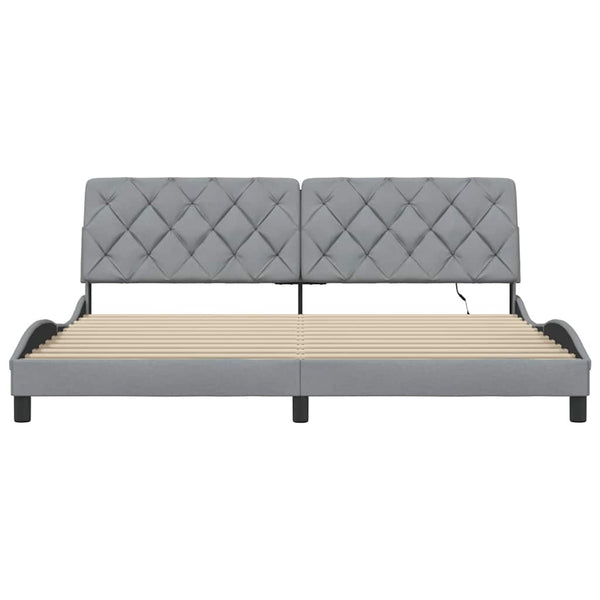 Bettgestell mit LED Hellgrau 200x200 cm