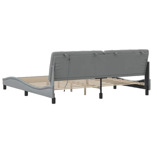 Bettgestell mit LED Hellgrau 200x200 cm