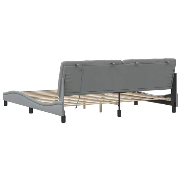 Bettgestell mit LED Hellgrau 200x200 cm