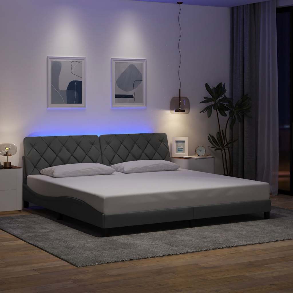 Bettgestell mit LED Hellgrau 200x200 cm