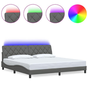 Bettgestell mit LED Dunkelgrau 200x200 cm