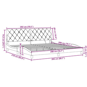 Bettgestell mit LED Dunkelgrau 200x200 cm