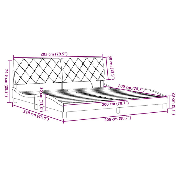 Bettgestell mit LED Dunkelgrau 200x200 cm