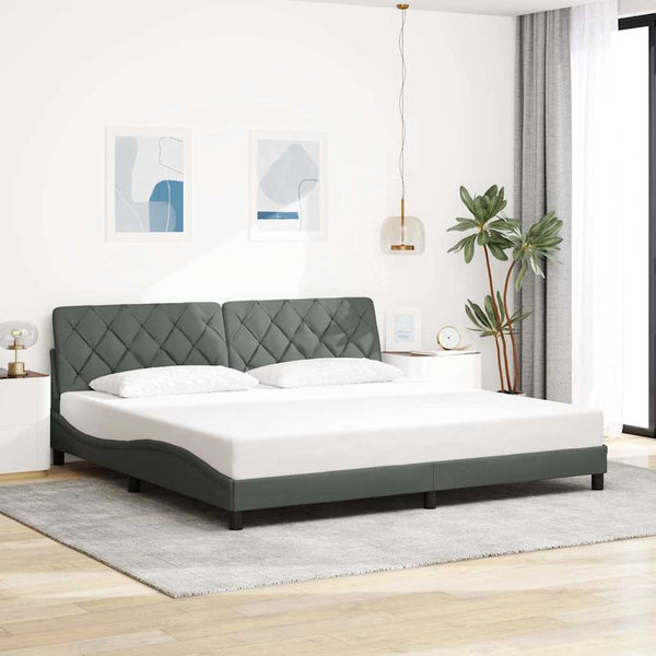 Bettgestell mit LED Dunkelgrau 200x200 cm