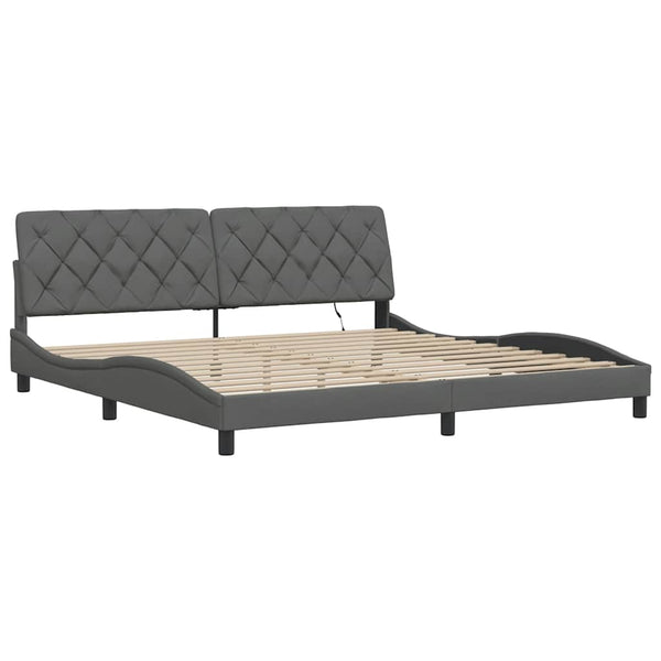 Bettgestell mit LED Dunkelgrau 200x200 cm