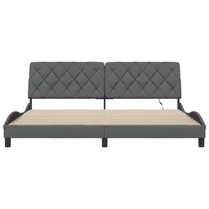Bettgestell mit LED Dunkelgrau 200x200 cm