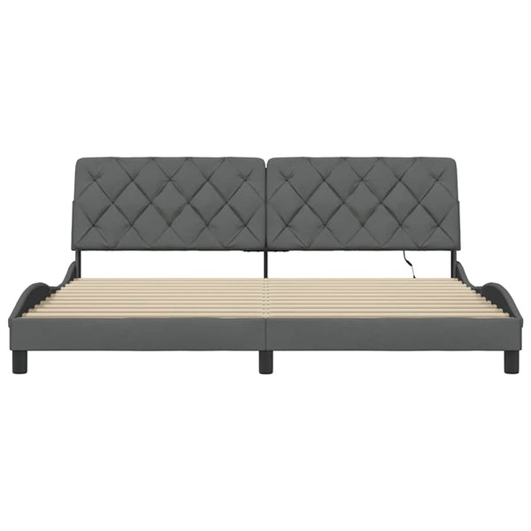 Bettgestell mit LED Dunkelgrau 200x200 cm