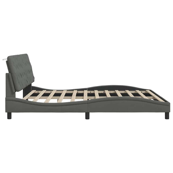 Bettgestell mit LED Dunkelgrau 200x200 cm