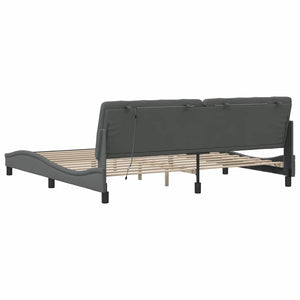 Bettgestell mit LED Dunkelgrau 200x200 cm