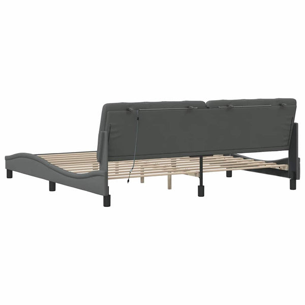 Bettgestell mit LED Dunkelgrau 200x200 cm