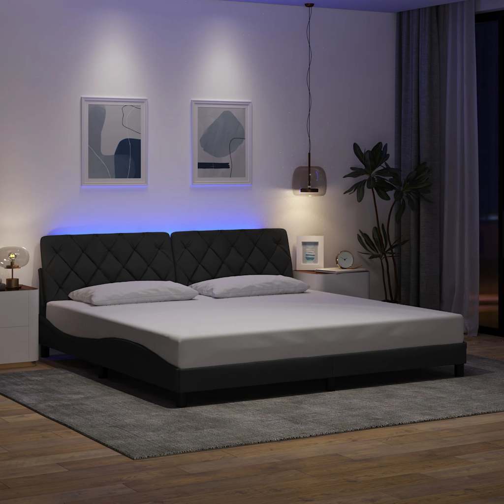 Bettgestell mit LED Dunkelgrau 200x200 cm