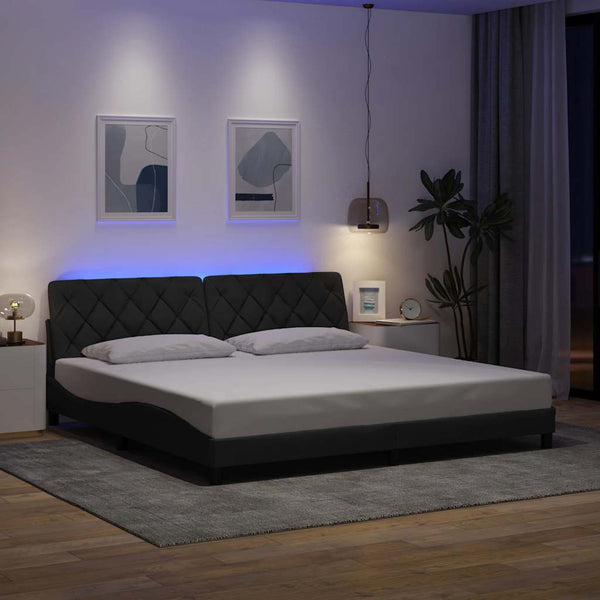 Bettgestell mit LED Dunkelgrau 200x200 cm