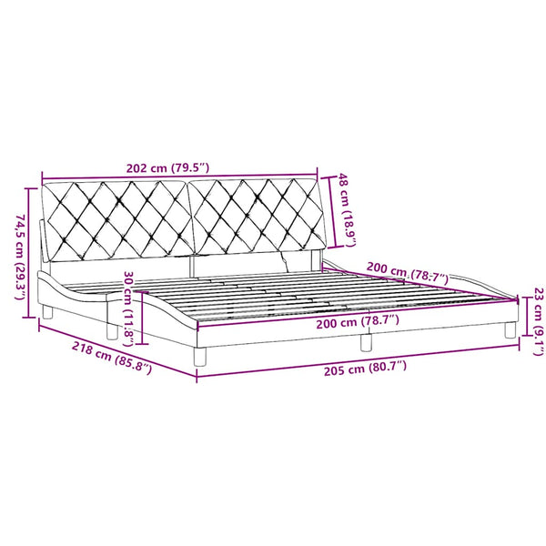 Bettgestell mit LED Schwarz 200x200 cm