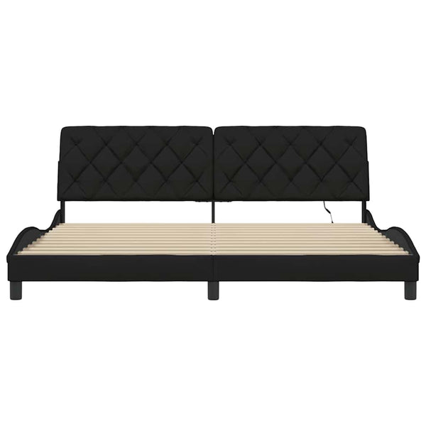 Bettgestell mit LED Schwarz 200x200 cm
