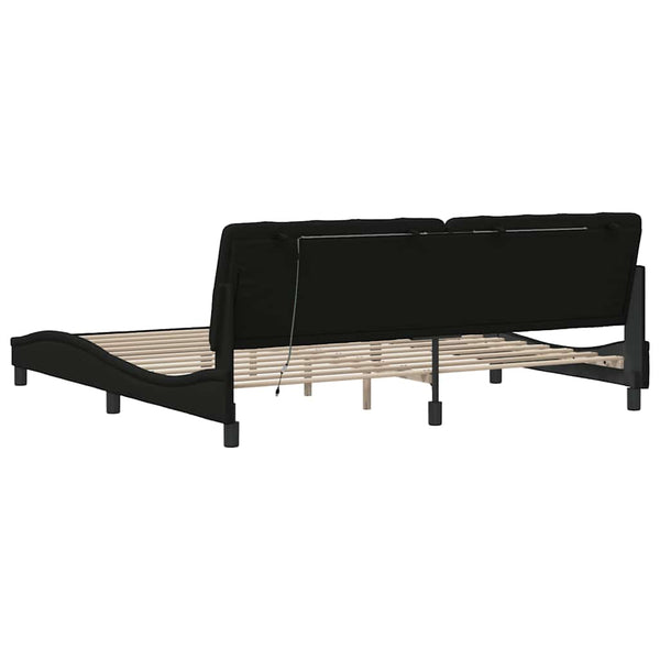 Bettgestell mit LED Schwarz 200x200 cm