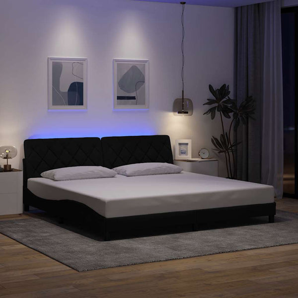Bettgestell mit LED Schwarz 200x200 cm