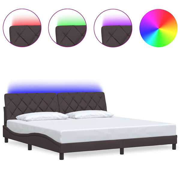Dunkelbraunes Bettgestell mit LED 200x200 cm