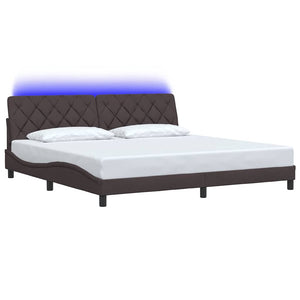 Dunkelbraunes Bettgestell mit LED 200x200 cm