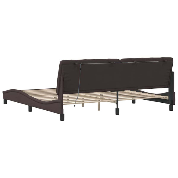 Dunkelbraunes Bettgestell mit LED 200x200 cm
