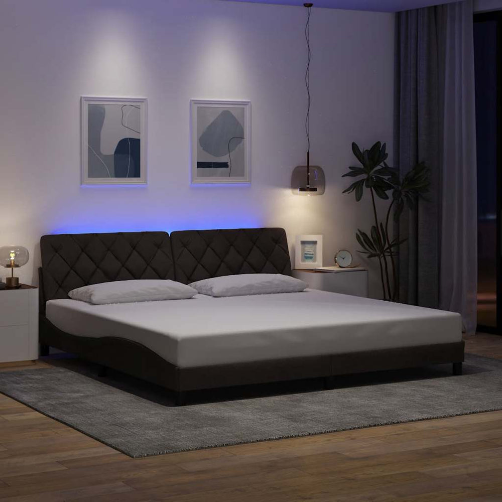 Dunkelbraunes Bettgestell mit LED 200x200 cm