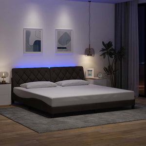 Dunkelbraunes Bettgestell mit LED 200x200 cm