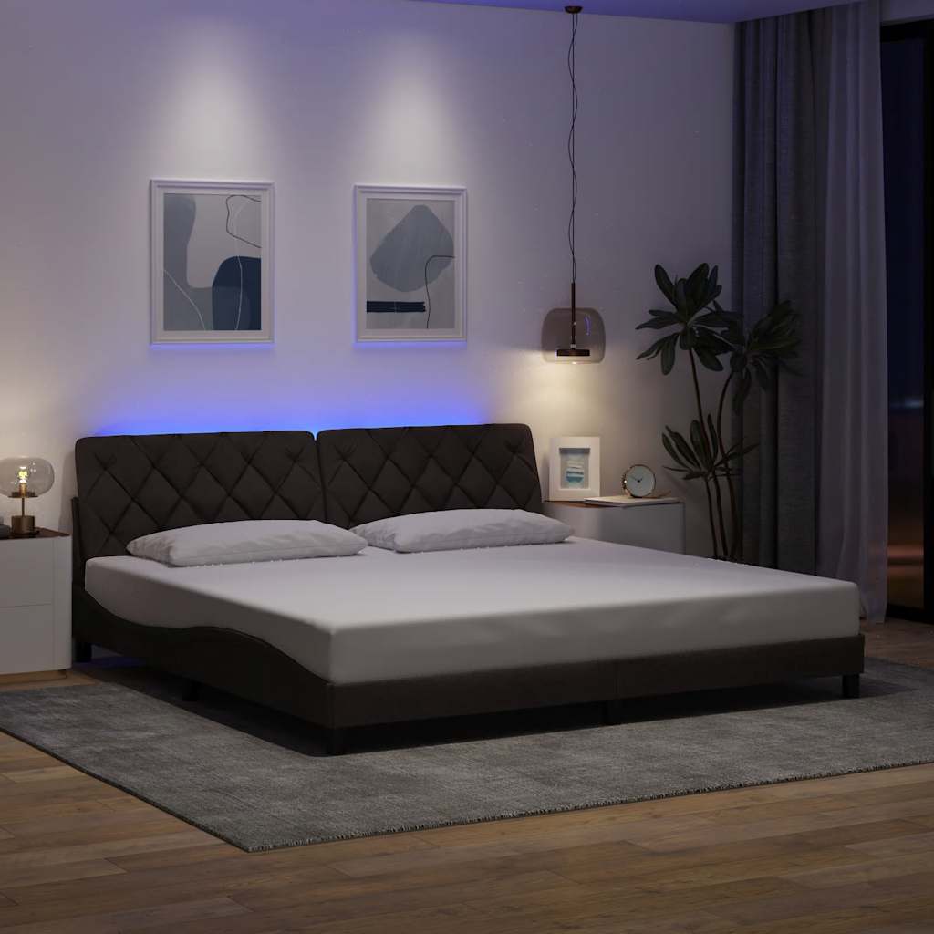 Dunkelbraunes Bettgestell mit LED 200x200 cm