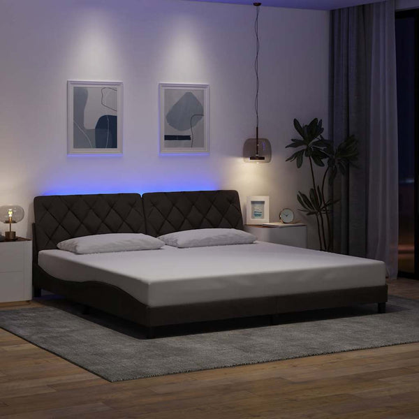 Dunkelbraunes Bettgestell mit LED 200x200 cm