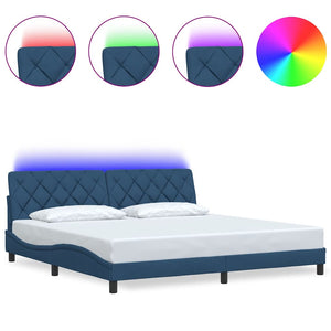 Bettgestell Blau 200x200 cm mit LED