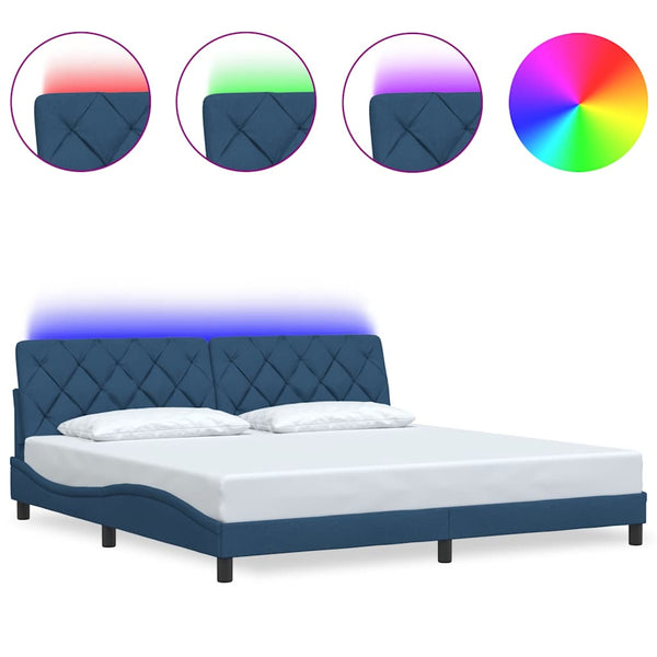 Bettgestell Blau 200x200 cm mit LED