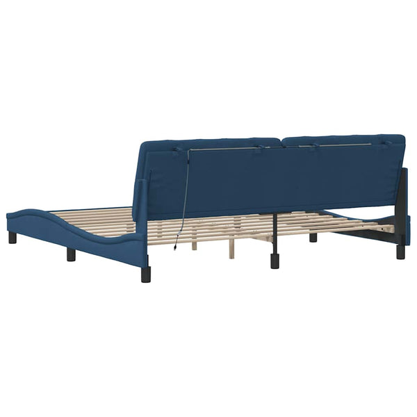 Bettgestell Blau 200x200 cm mit LED