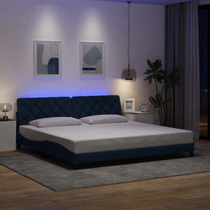 Bettgestell Blau 200x200 cm mit LED