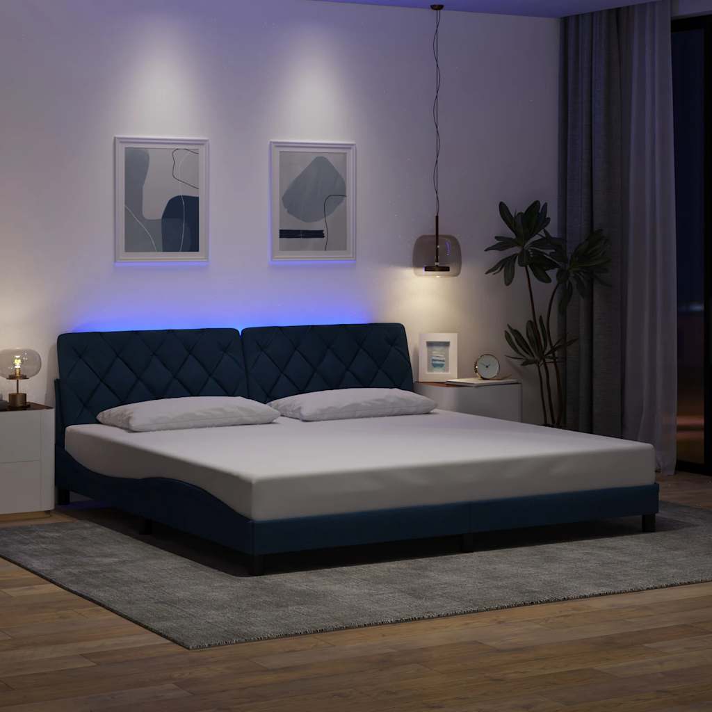 Bettgestell Blau 200x200 cm mit LED