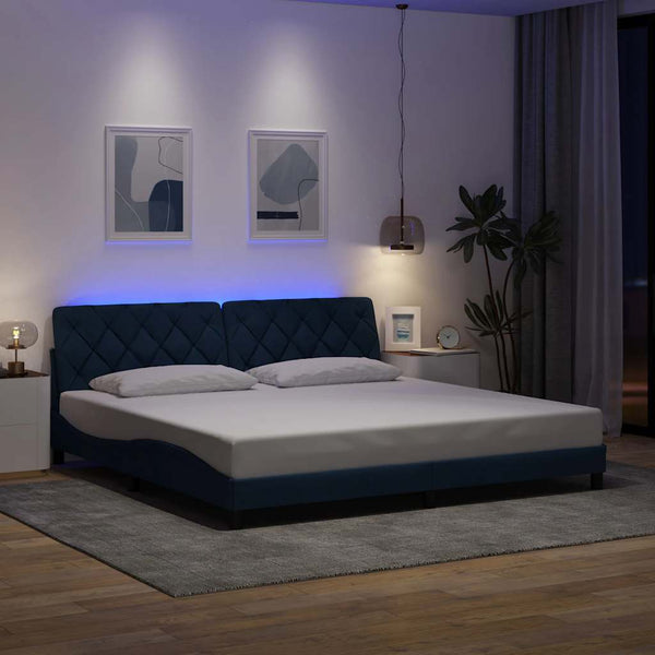 Bettgestell Blau 200x200 cm mit LED