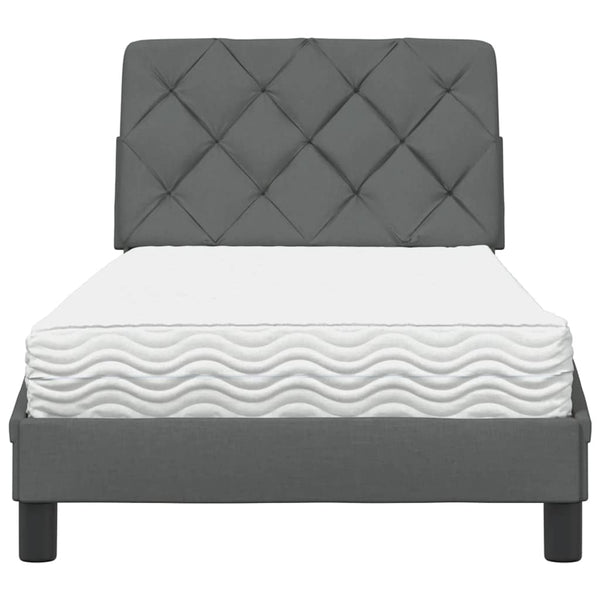 vidaXL Lit avec matelas Gris foncé 80x200 cm Tissu