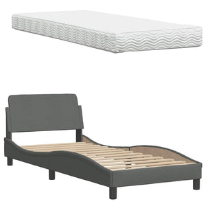 vidaXL Lit avec matelas Gris foncé 80x200 cm Tissu