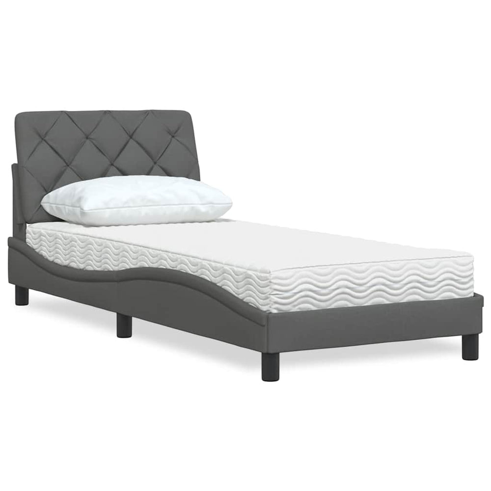 Bett mit Matratze Dunkelgrau 80x200 cm