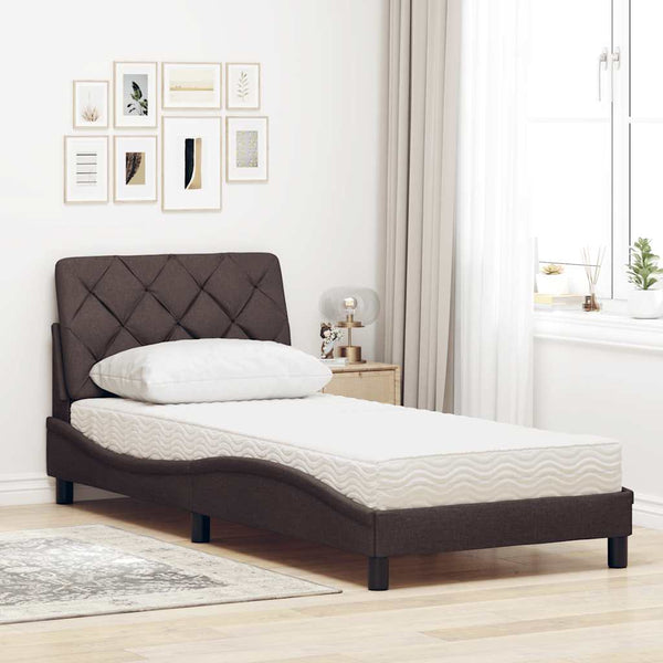 Dunkelbraunes Bett mit Matratze 80x200 cm